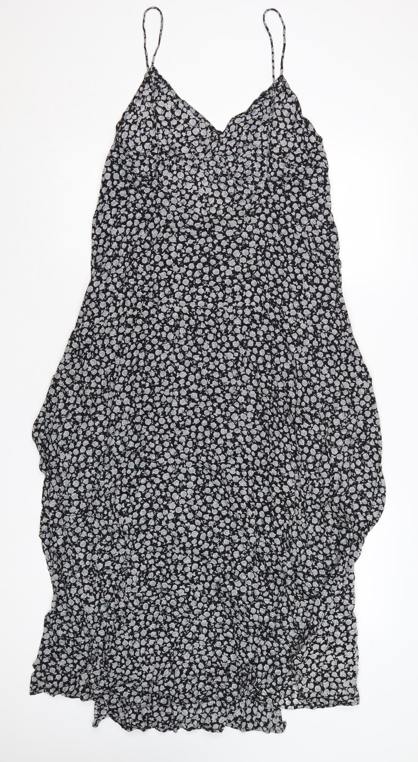 Motel Women's Black Floral Midi Slip Dress Size M