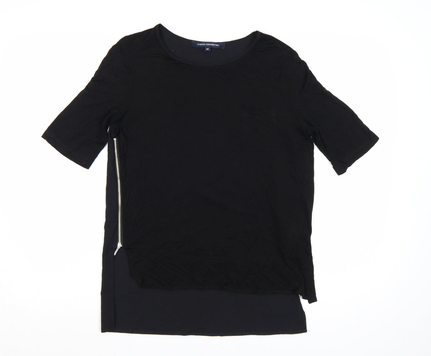 French Connection Women's Black XS Basic Zip T-Shirt