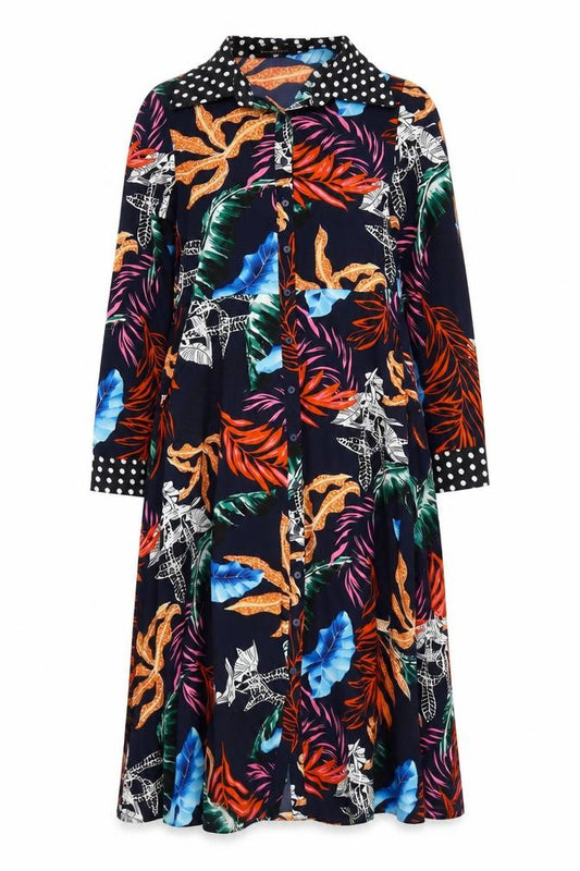 Maraislise Women's Multicoloured Tropical Midi Shirt Dress Size 10