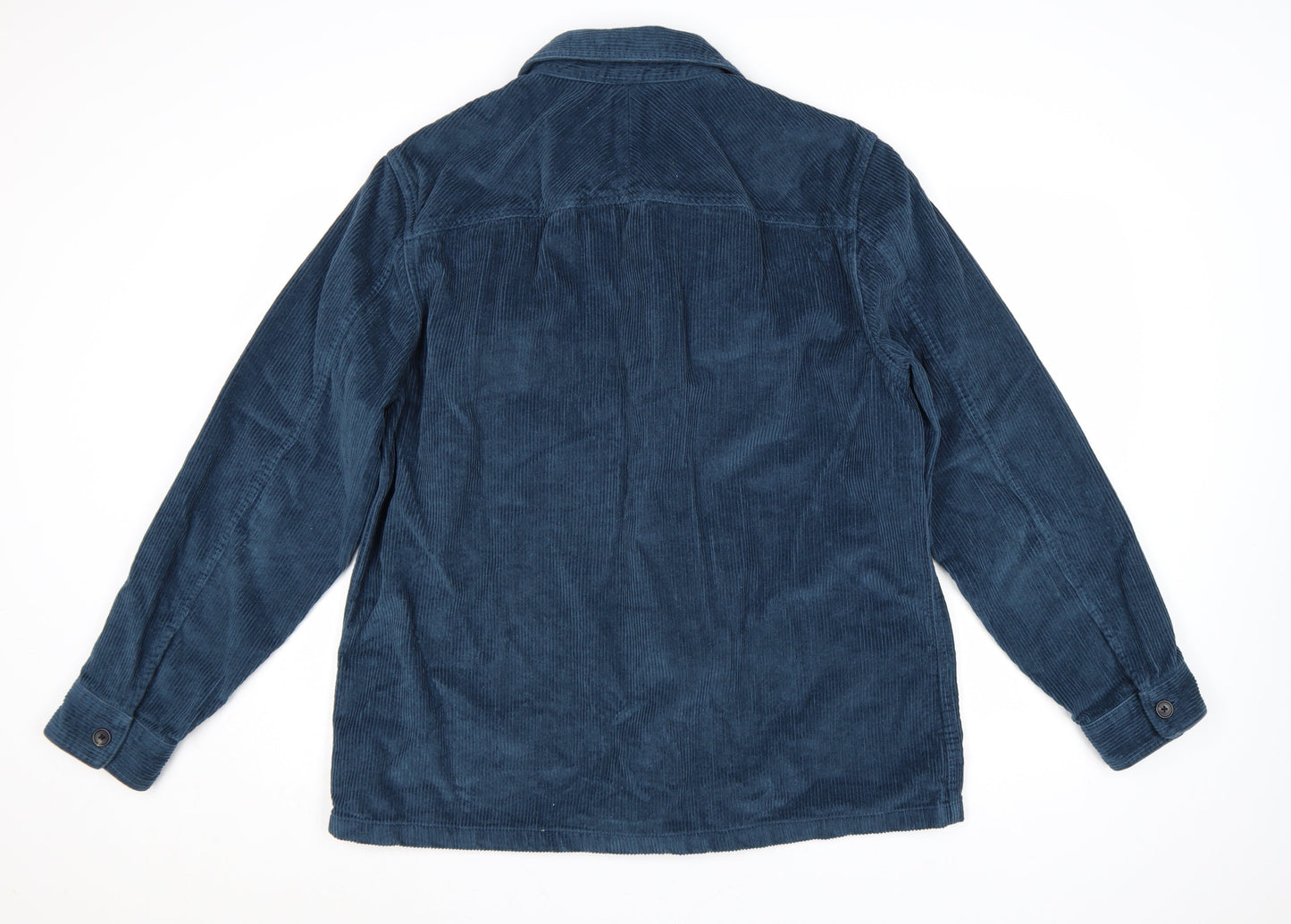 Marks and Spencer Men's Blue Corduroy Overshirt L Long Sleeve Button-Up