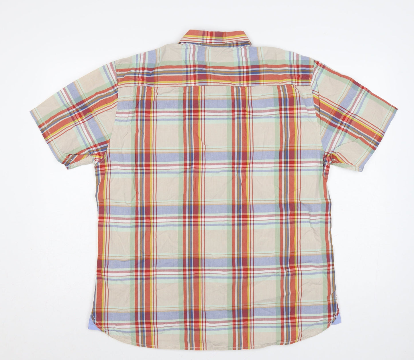 Dunnes Men's Multicoloured Plaid Classic Fit Cotton Short Sleeve Shirt L