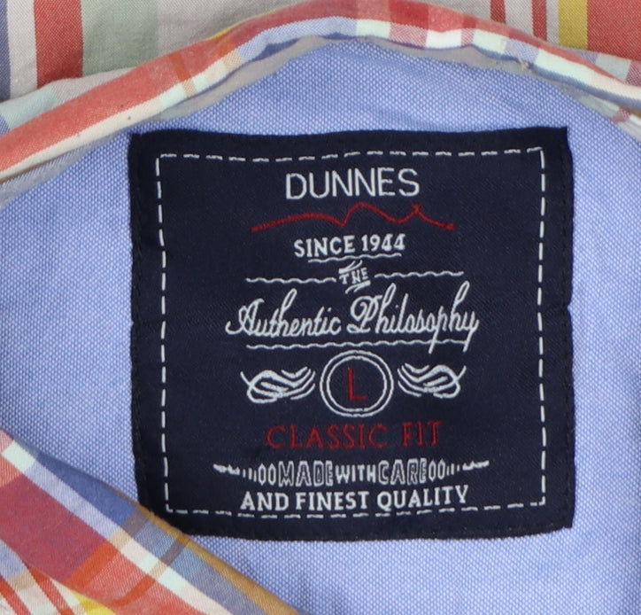 Dunnes Men's Multicoloured Plaid Classic Fit Cotton Short Sleeve Shirt L