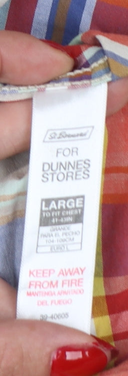 Dunnes Men's Multicoloured Plaid Classic Fit Cotton Short Sleeve Shirt L