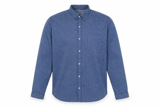 Next Men's Blue Geometric Button-Down Cotton Shirt XL