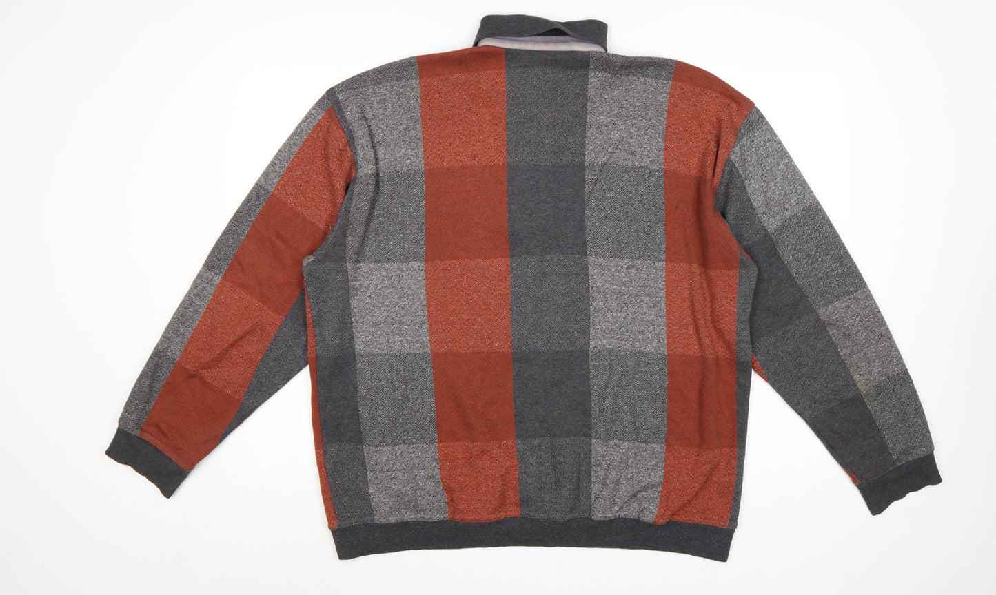 ATWARDSON Men's Grey Check Henley Jumper L Cotton Blend