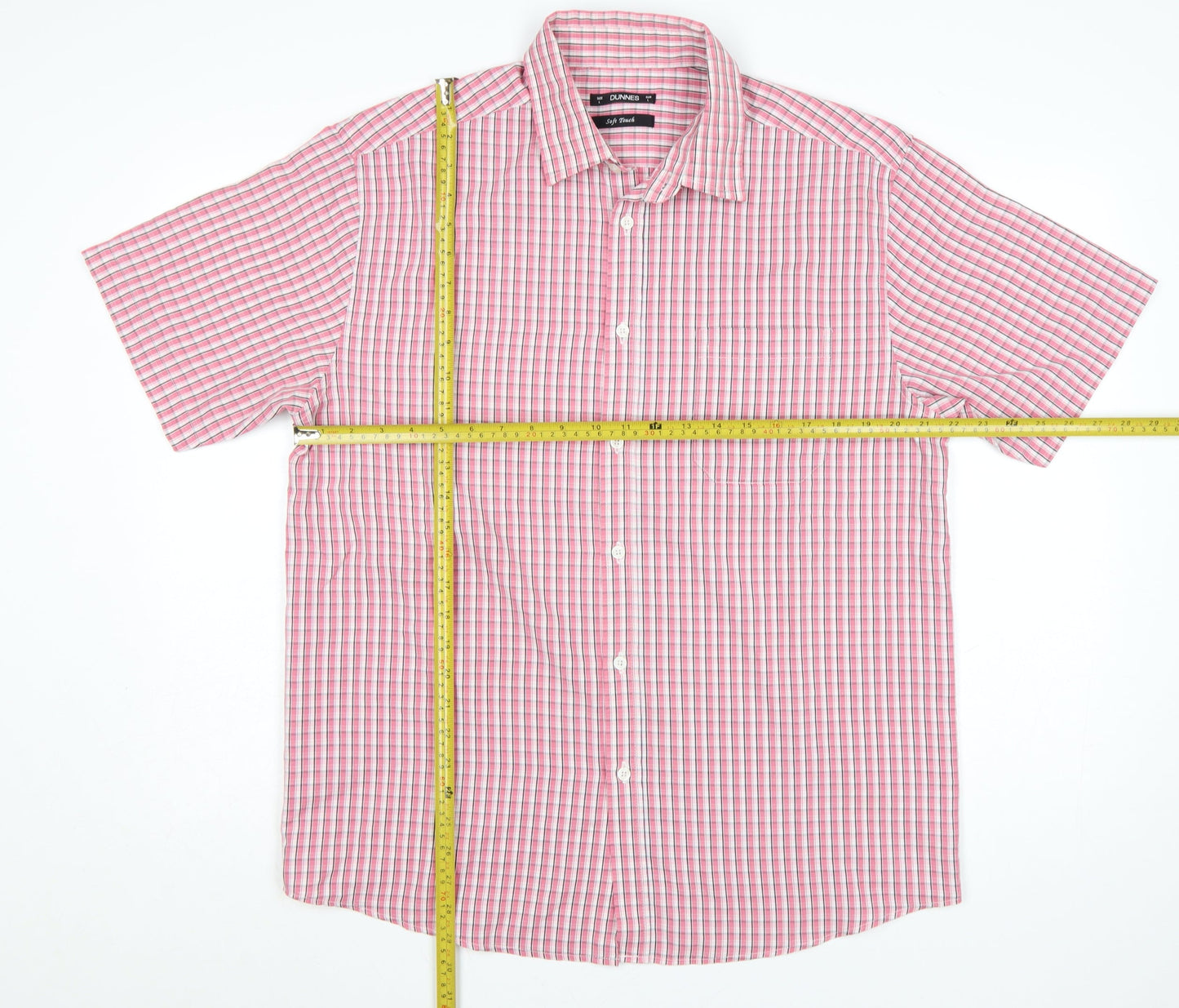 Dunnes Men’s Pink Check Short Sleeve Button-Up Shirt Size L