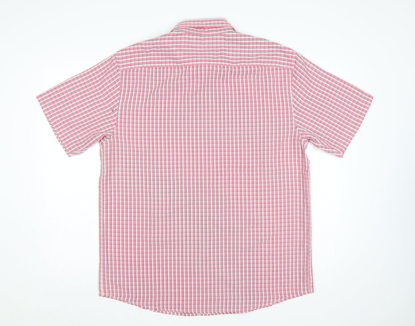 Dunnes Men’s Pink Check Short Sleeve Button-Up Shirt Size L