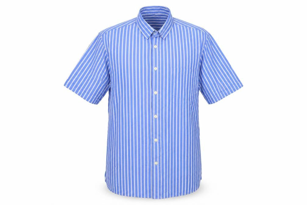 Dunnes Men's Blue Classic Fit Striped Short Sleeve Cotton Shirt M