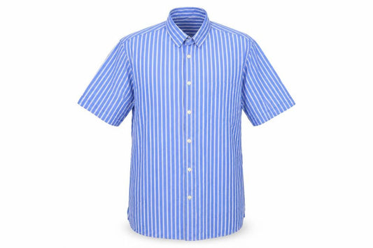 Dunnes Men's Blue Classic Fit Striped Short Sleeve Cotton Shirt M