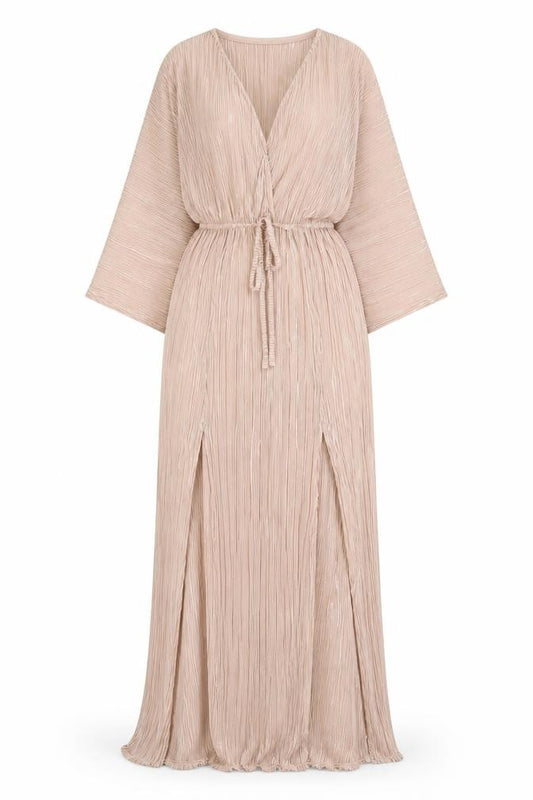 In The Style Women’s Beige Pleated Maxi Dress Size 8