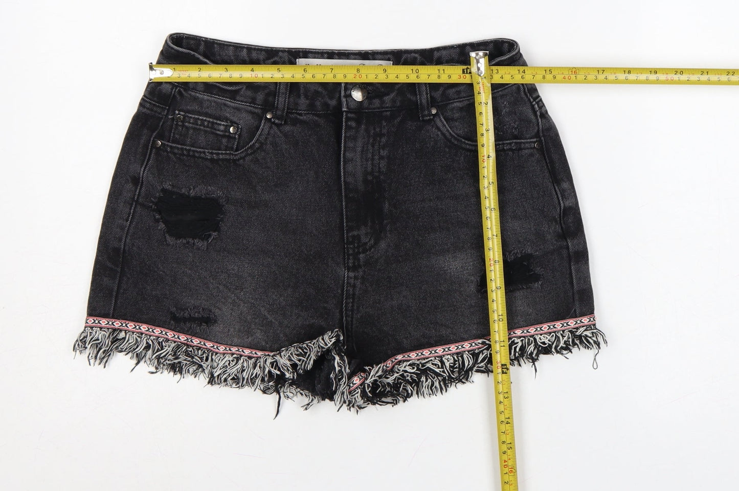 Denim Co. Womens Black Size 10 Cut-Off Distressed Denim Shorts
