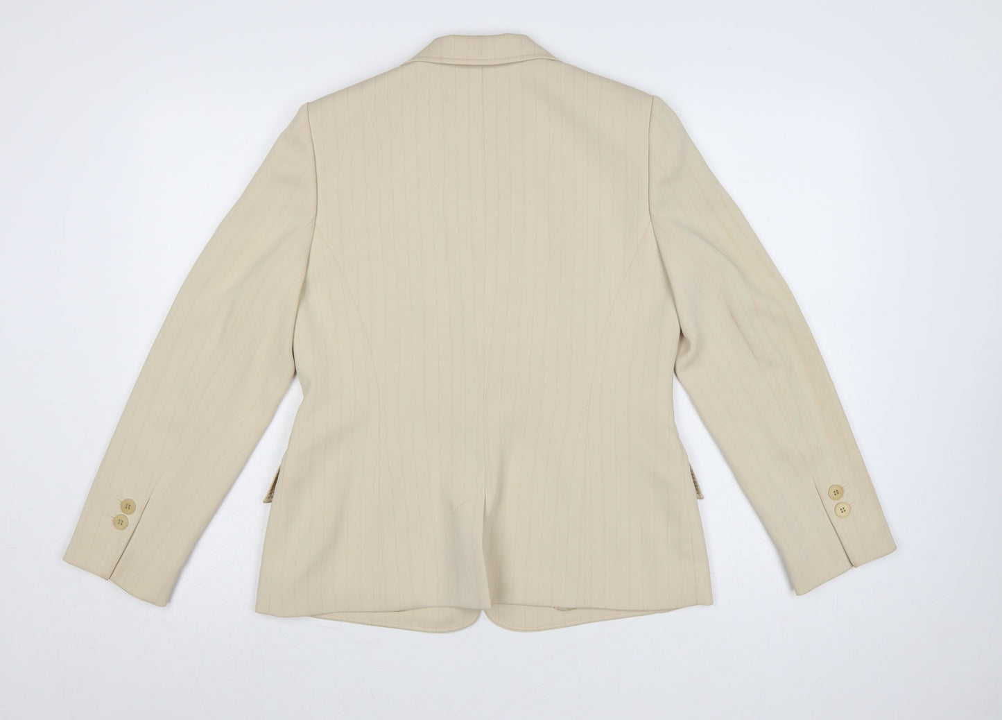 Precis Petite Beige Pinstripe Classic Blazer UK 12 Women's Tailored Jacket