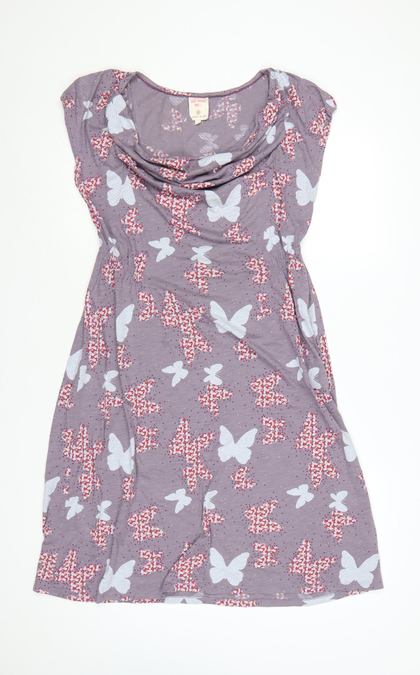 White Stuff Women’s Purple Butterfly Print A-Line Dress Size 14