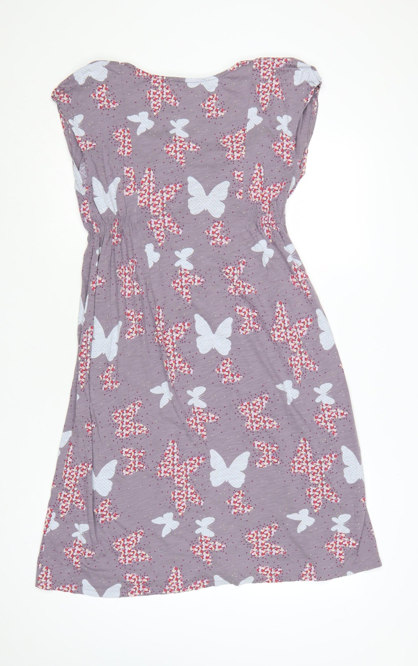 White Stuff Women’s Purple Butterfly Print A-Line Dress Size 14
