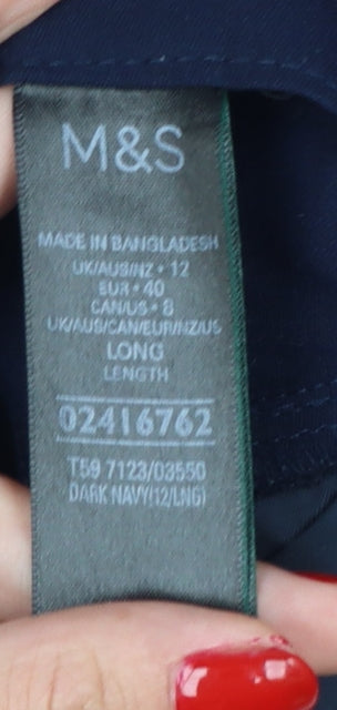 Marks and Spencer Women’s Blue Size 12 Long Straight Trousers