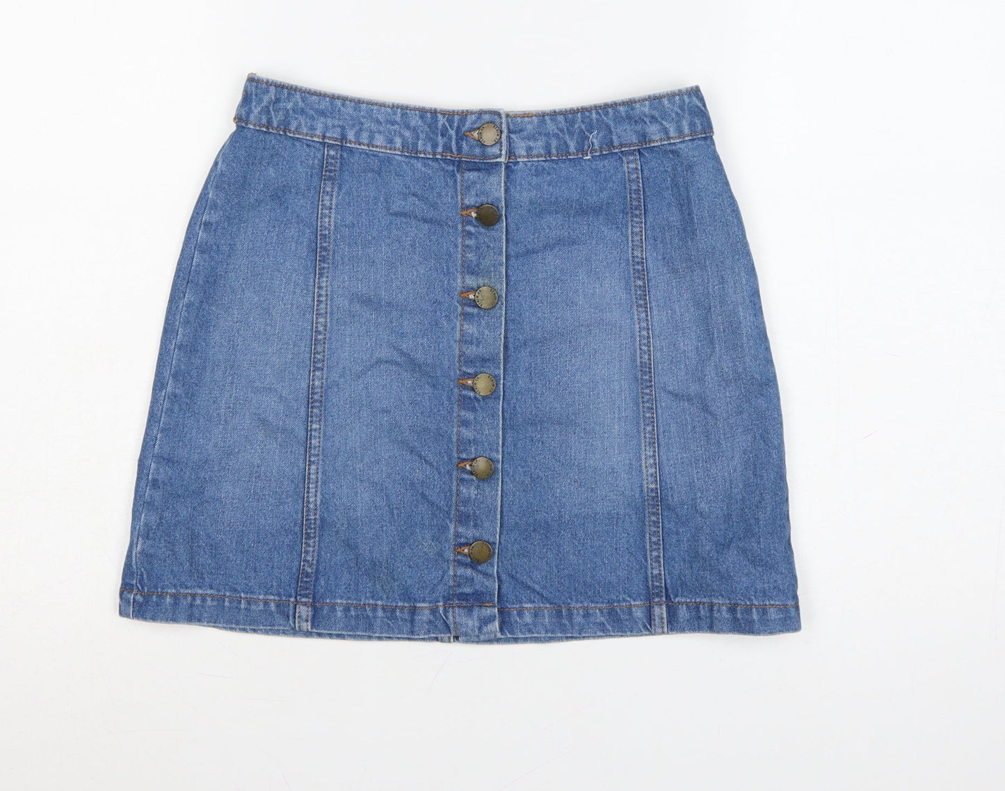 Denim Co. Women Blue A-Line Denim Button Short Skirt Size 10