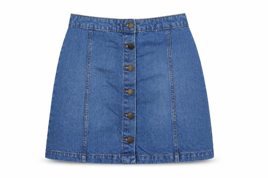 Denim Co. Women Blue A-Line Denim Button Short Skirt Size 10