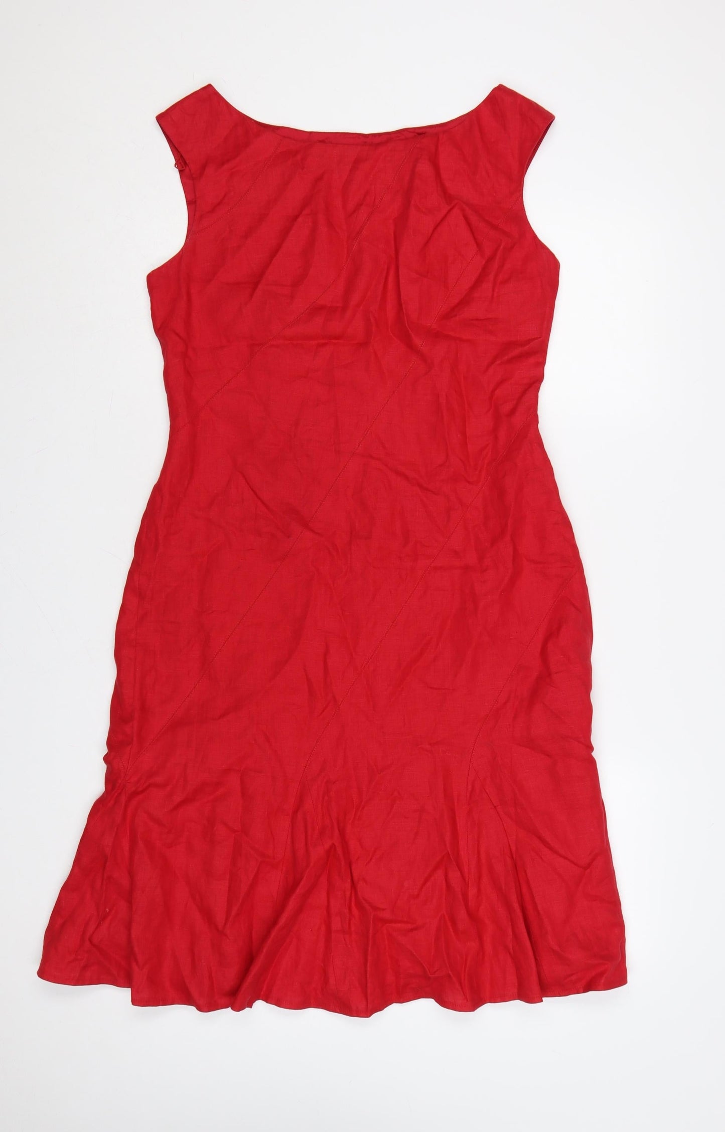 Maggy London Women's Red Linen Sleeveless Sheath Dress Size 8