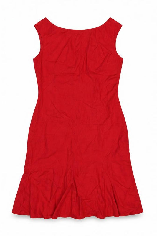 Maggy London Women's Red Linen Sleeveless Sheath Dress Size 8