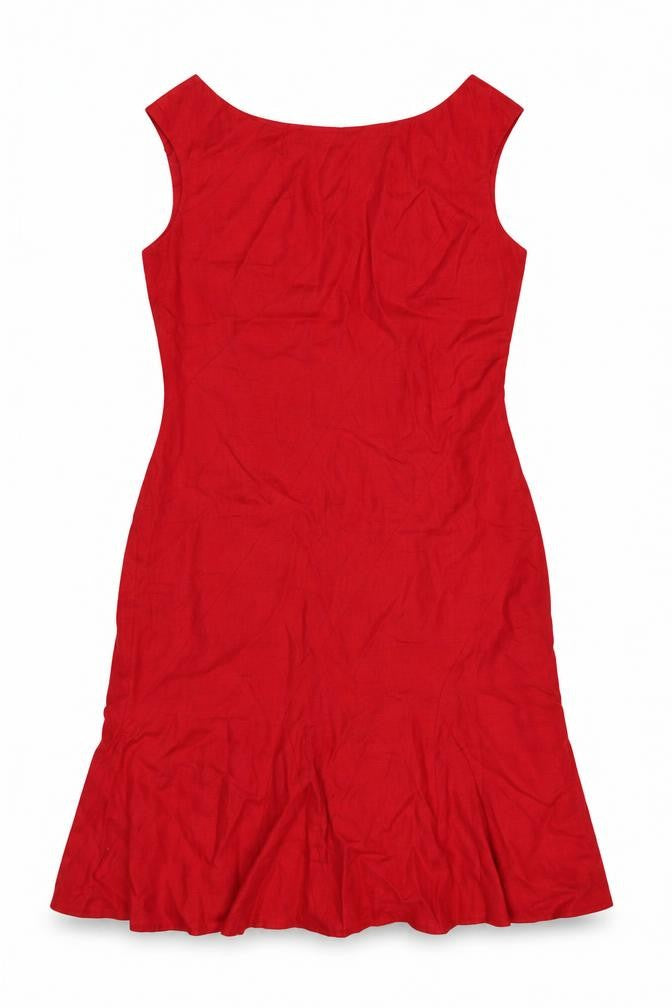 Maggy London Women's Red Linen Sleeveless Sheath Dress Size 8
