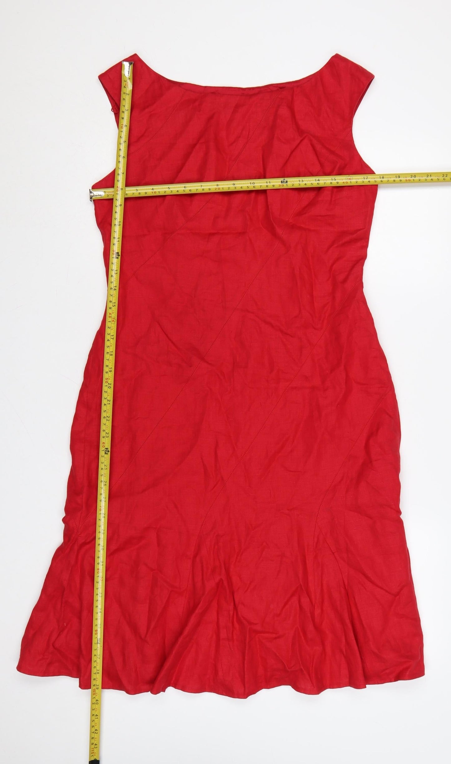 Maggy London Women's Red Linen Sleeveless Sheath Dress Size 8