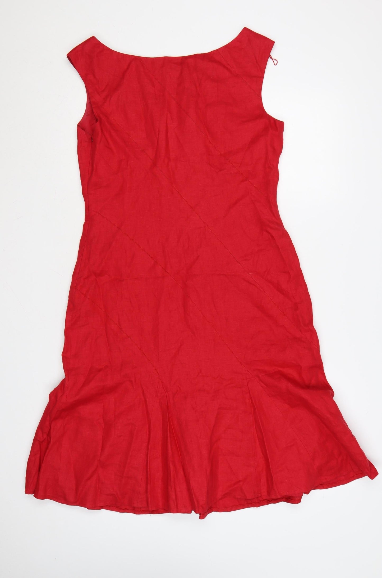 Maggy London Women's Red Linen Sleeveless Sheath Dress Size 8