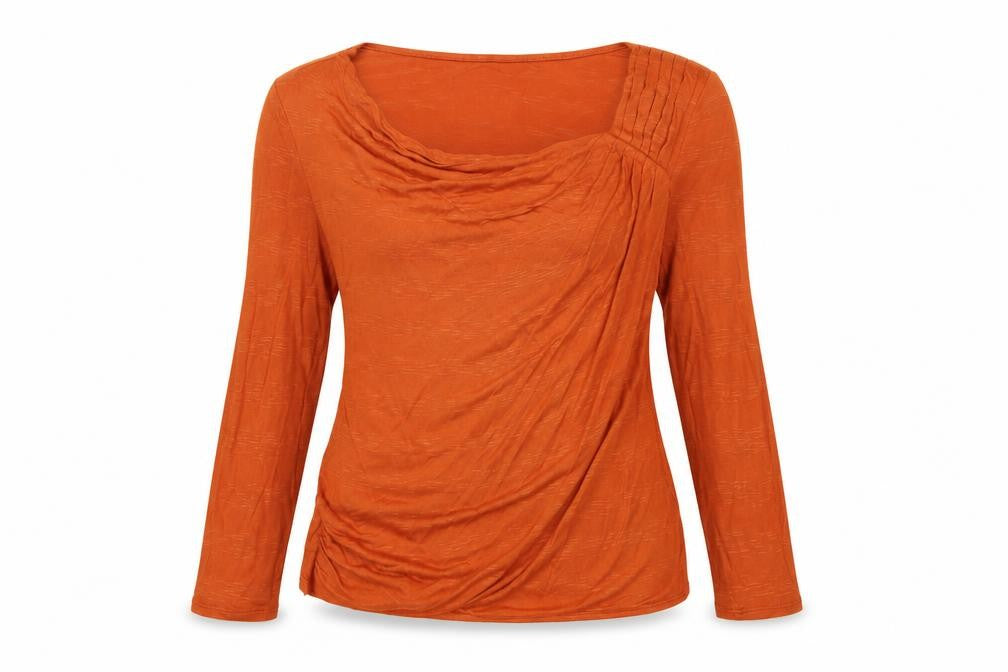 Betty Jackson Black Women Orange Size 14 Cowl Neck Long Sleeve Blouse