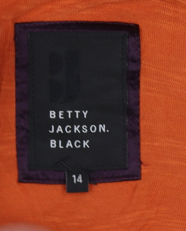 Betty Jackson Black Women Orange Size 14 Cowl Neck Long Sleeve Blouse