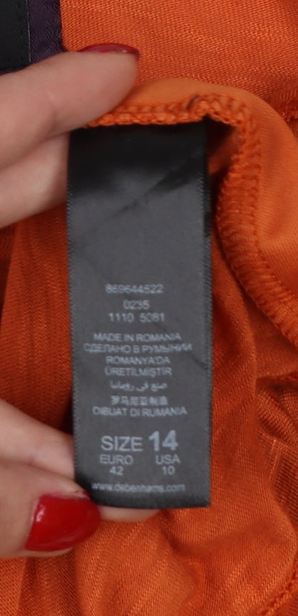 Betty Jackson Black Women Orange Size 14 Cowl Neck Long Sleeve Blouse
