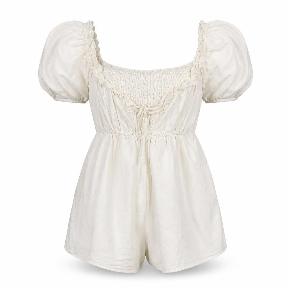 Urban Outfitters Women Ivory Puff Sleeve Playsuit Size S Rayon Blend