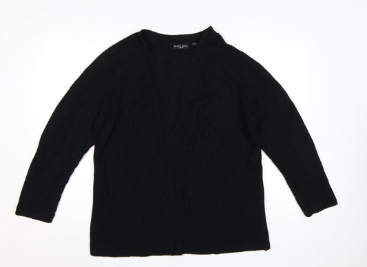 Brave Soul Women's Black L Chunky Knit Open Long Sleeve Cardigan