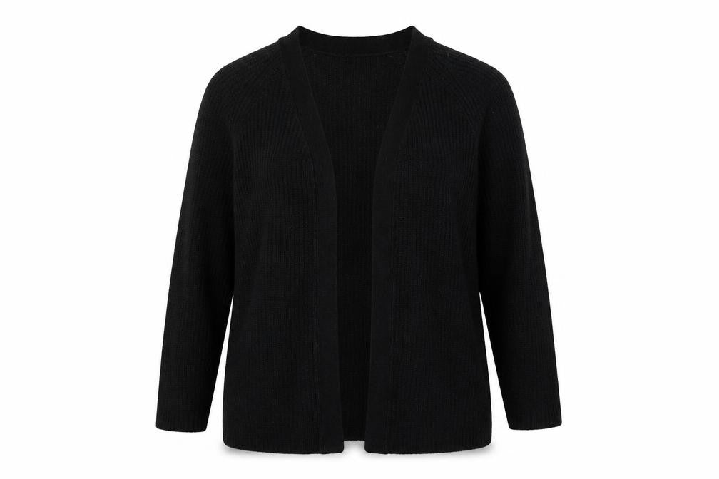 Brave Soul Women's Black L Chunky Knit Open Long Sleeve Cardigan