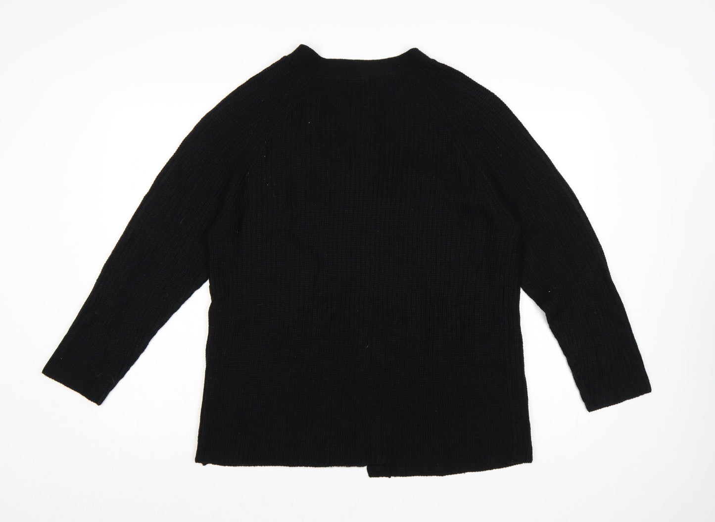 Brave Soul Women's Black L Chunky Knit Open Long Sleeve Cardigan