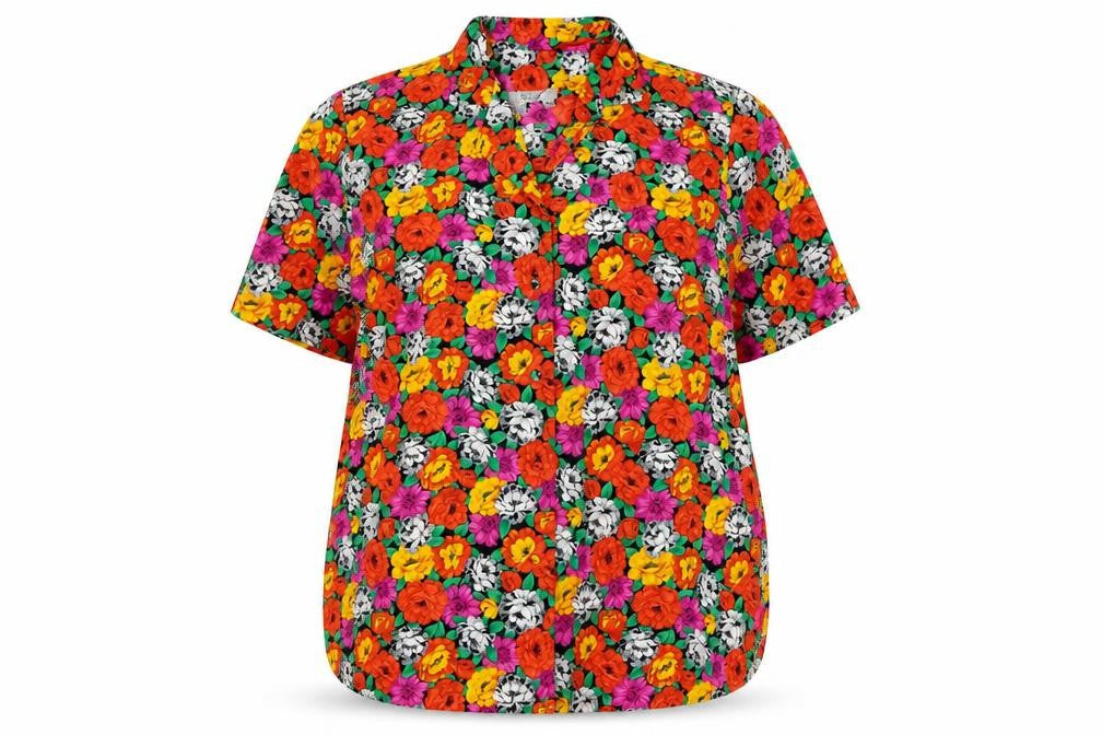 I. Magnin Women's Multicoloured Floral Button-Up Shirt 14 Plus