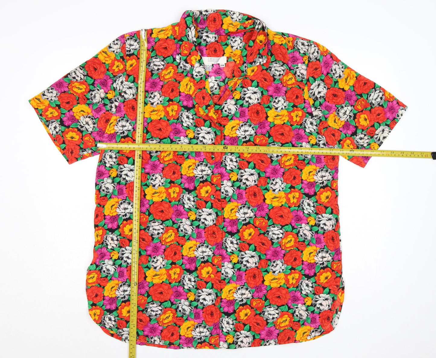 I. Magnin Women's Multicoloured Floral Button-Up Shirt 14 Plus