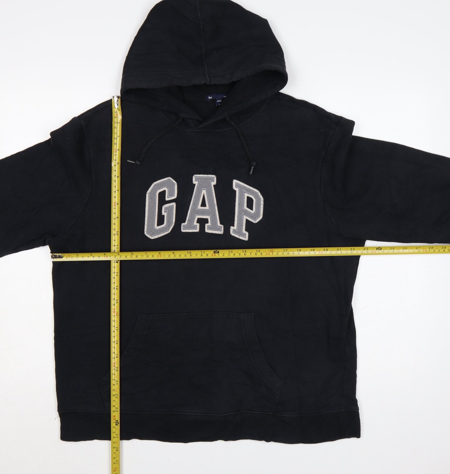 GAP Women Black Large Pullover Hoodie Cotton Blend Logo Design