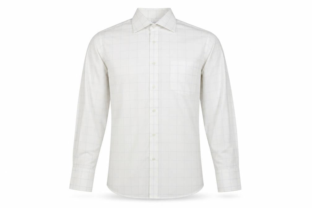Next Men's White Check Pure Cotton Long Sleeve Button-Up Shirt 15.5in