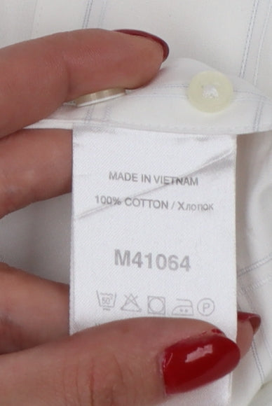 Next Men's White Check Pure Cotton Long Sleeve Button-Up Shirt 15.5in