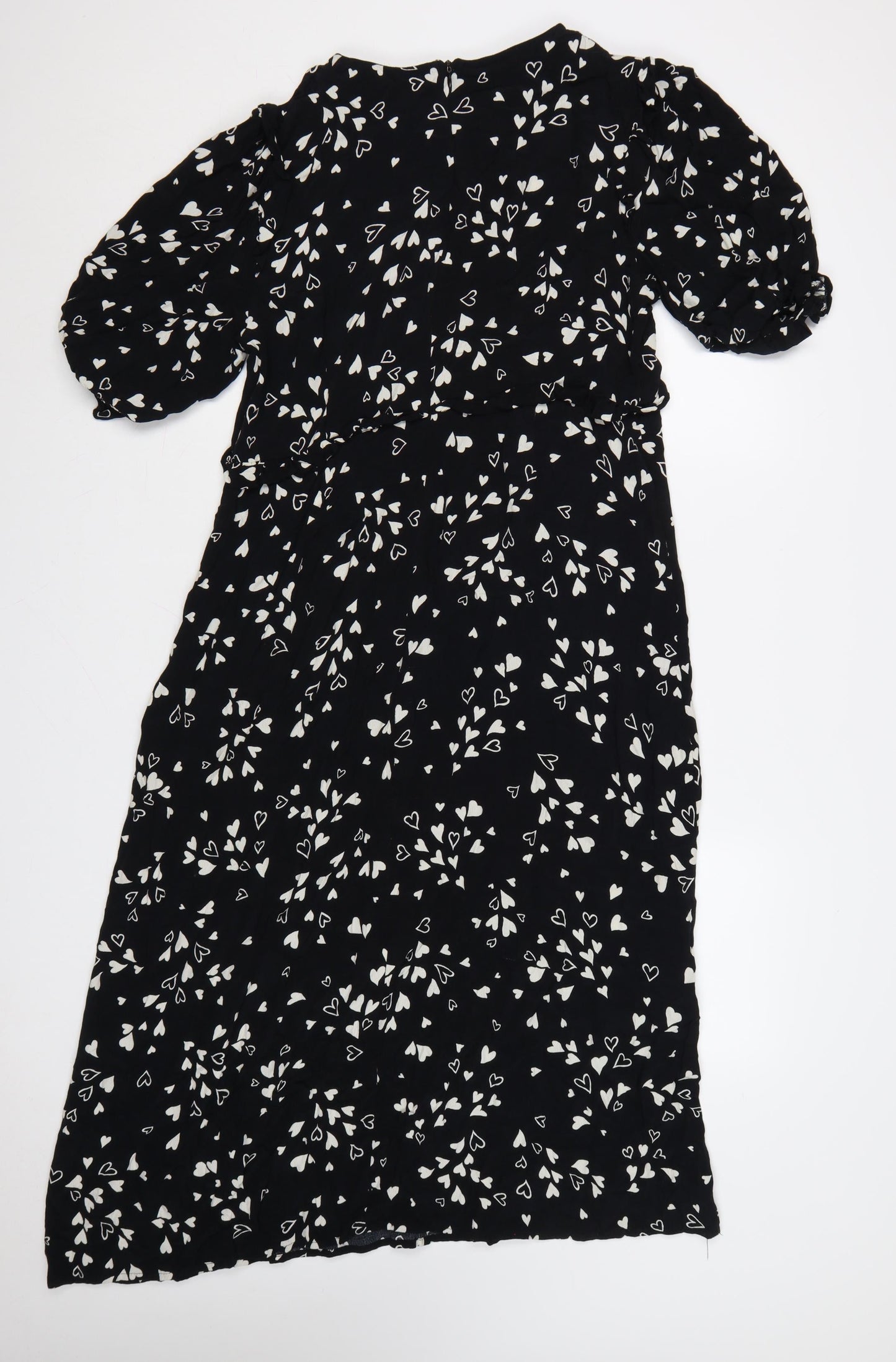 Nobody’s Child Black Heart Print Midi A-Line Dress Womens Size 16