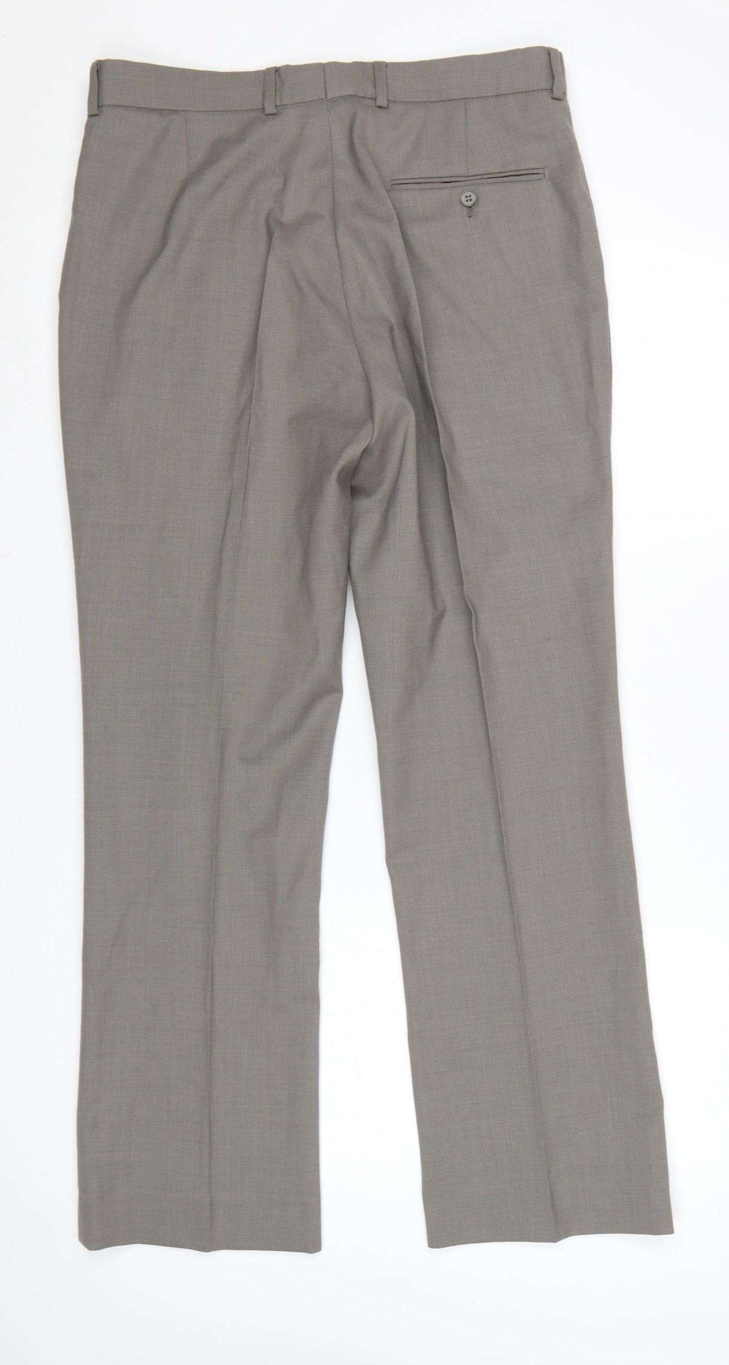 Burton Men's Grey Wool Blend Regular Fit Dress Trousers 34in