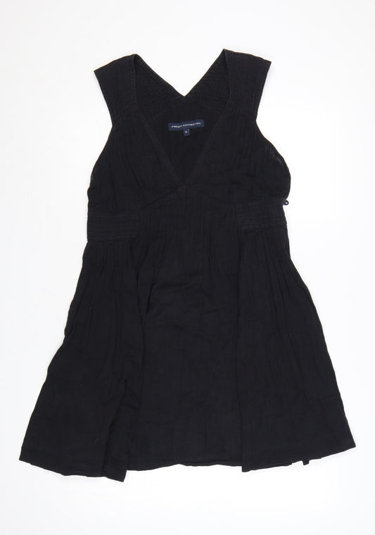 French Connection Women's Black Cotton A-Line Sleeveless Dress Size 12