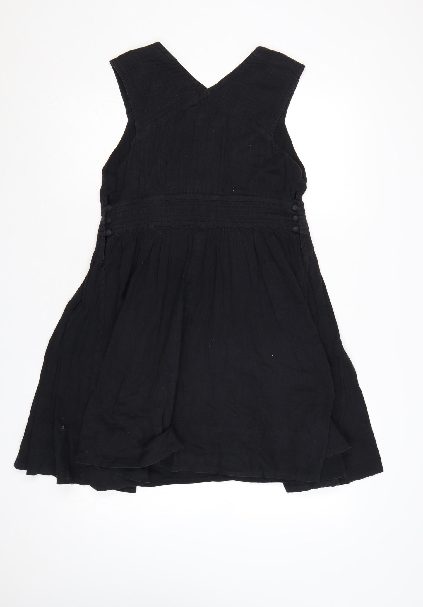 French Connection Women's Black Cotton A-Line Sleeveless Dress Size 12