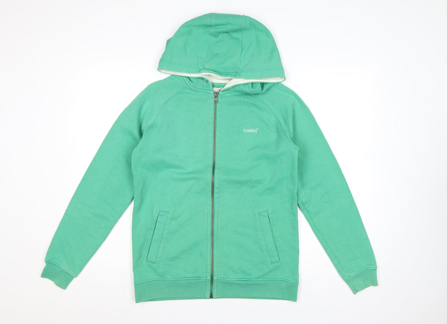 Howies Womens Green Full Zip Hoodie Size 10 Cotton Casual
