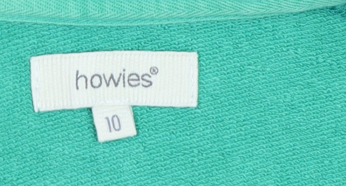 Howies Womens Green Full Zip Hoodie Size 10 Cotton Casual