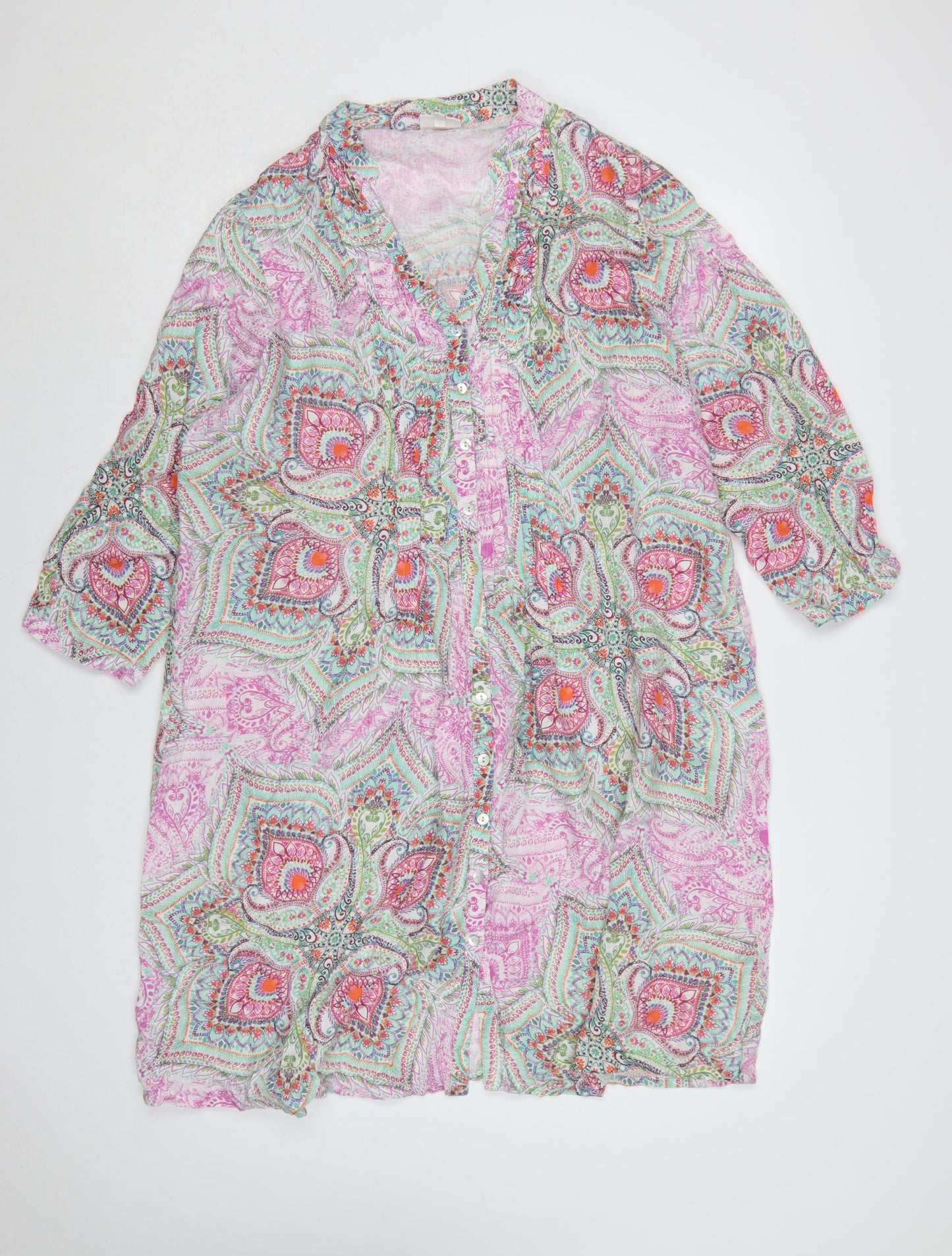 East Women’s Multicoloured Paisley V-Neck Shift Dress Size 14