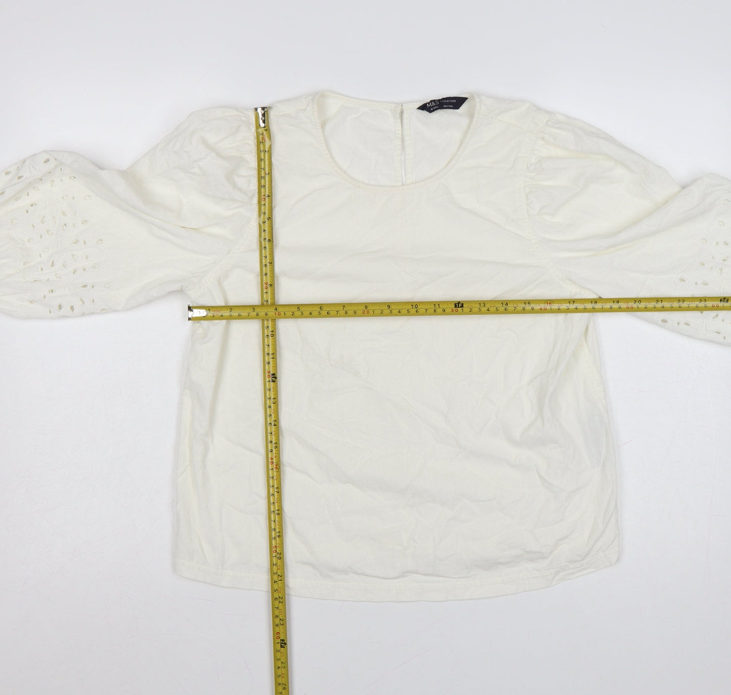 Marks and Spencer Womens Ivory 3/4 Sleeve Cotton Tunic Blouse Size 10