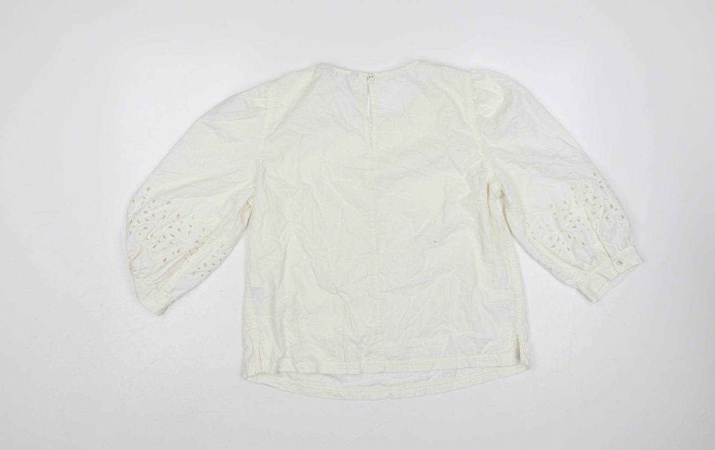 Marks and Spencer Womens Ivory 3/4 Sleeve Cotton Tunic Blouse Size 10