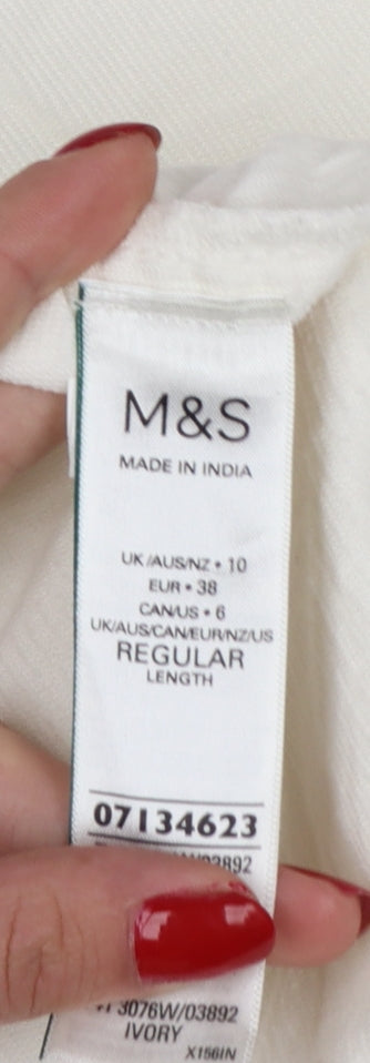 Marks and Spencer Womens Ivory 3/4 Sleeve Cotton Tunic Blouse Size 10