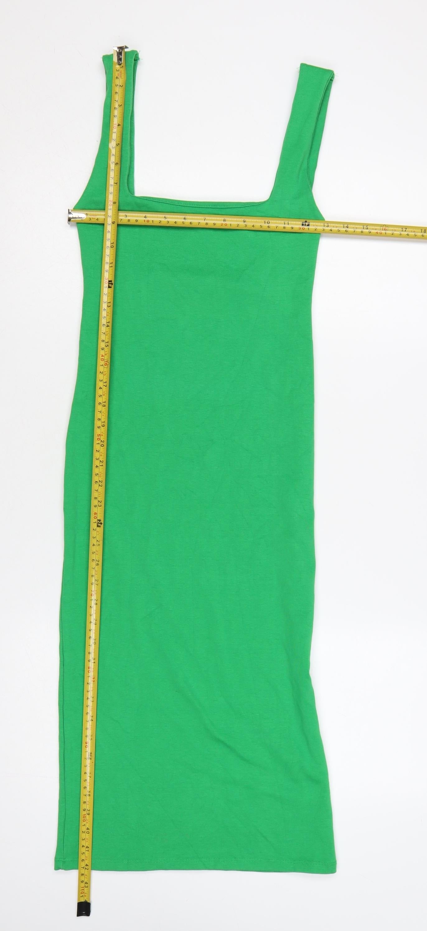 Zara Women Green Size 12 Bodycon Midi Sleeveless Dress