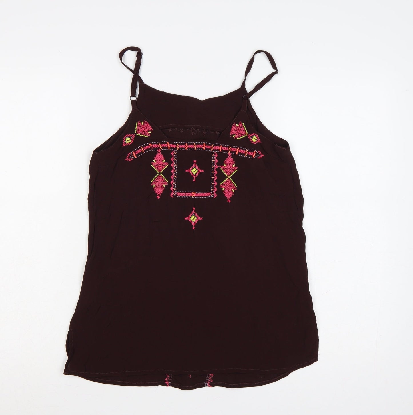 Monsoon Women Brown Bohemian Embroidered Camisole Top Size 10